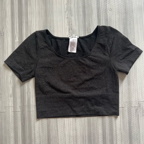 Wolford Black Glitter Shaping Crop Top S